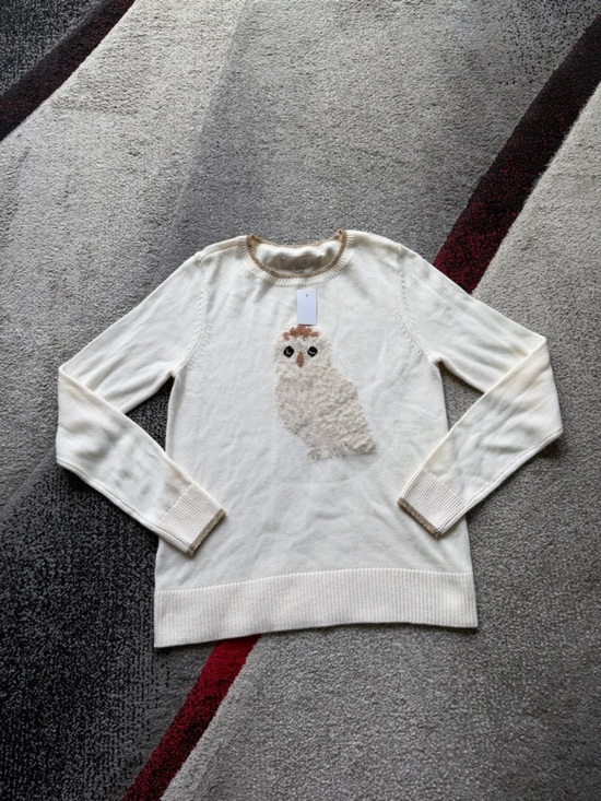 LOFT Sweaters - LOFT Ann Taylor Ivory Owl Motif Crew Neck Sweater